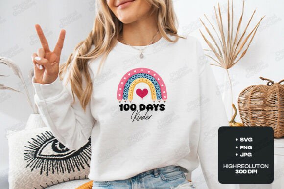100 Days Kinder Rainbow School Design Graphics