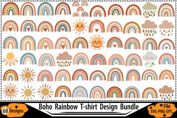 68 Boho Rainbow T-Shirt Designs
