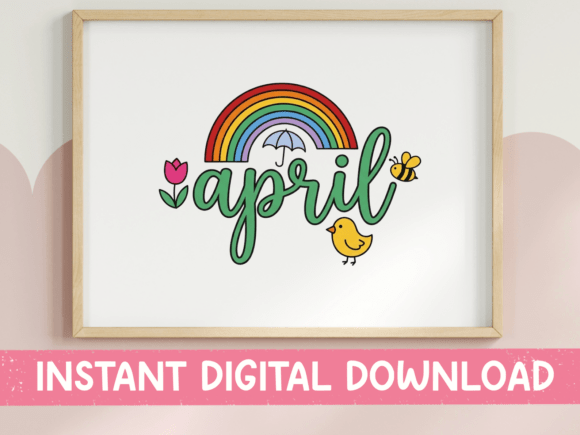 April Spring Month Rainbow SVG Graphics