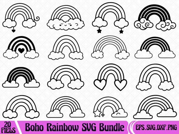 Boho Rainbow SVG Bundle: Graphics for T-Shirt Designs
