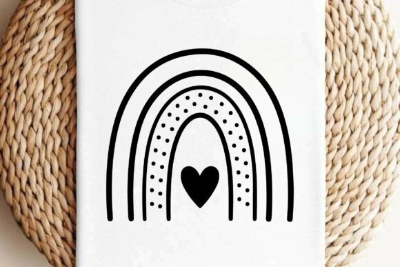 Boho Rainbow with Heart SVG Clipart: Graphics for T-Shirt Designs