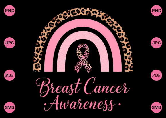Breast Cancer Awareness Rainbow PNG Graphics