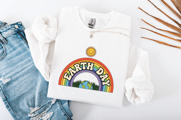 Earth Day Rainbow Retro Nature Graphics