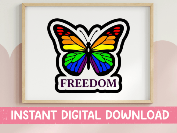 Freedom Rainbow Butterfly SVG: Graphics for T-Shirt Designs