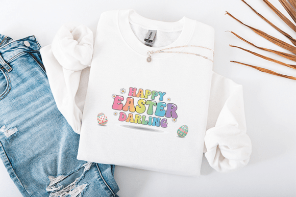 Happy Easter Darling SVG Retro Rainbow Graphics