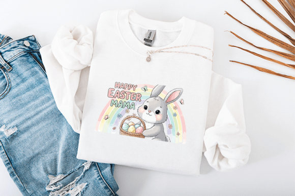 Happy Easter Mama SVG Rainbow Bunny Graphics