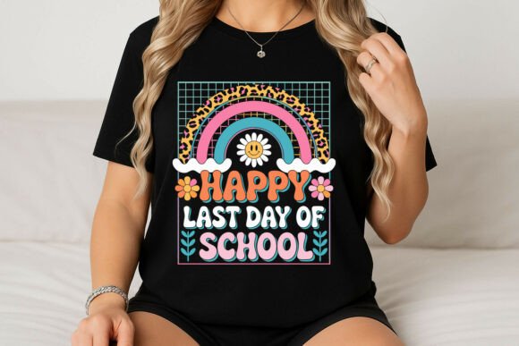 Happy Last Day of School Retro Design Graphics