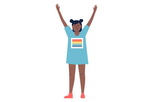 Happy Person in Rainbow Flag T-shirt. Di Graphics