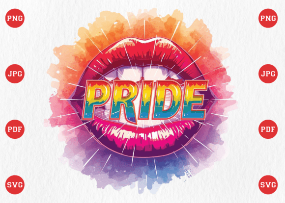 LGBT Rainbow Lip Gay Pride PNG Graphics