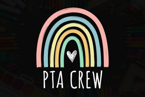 Pastel Rainbow PTA Crew Typography Tee Graphics