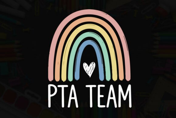 Pastel Rainbow PTA Team Typography Tee Graphics