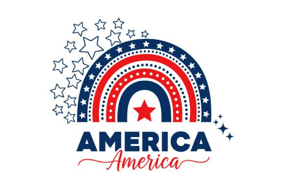 Patriotic America Rainbow Star Design Graphics
