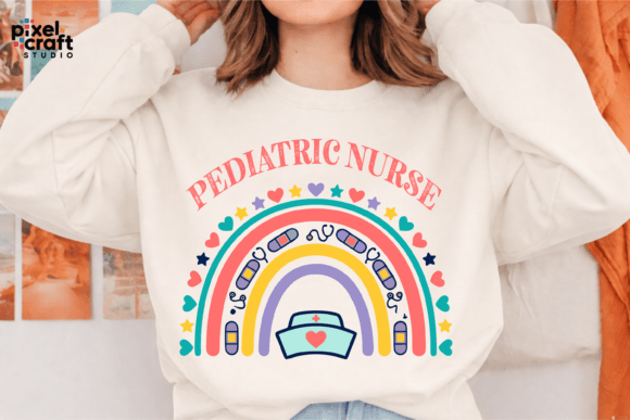 Pediatric Nurse SVG Rainbow Design