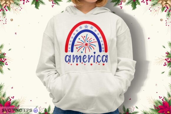 Rainbow America 4th July SVG PNG Graphics