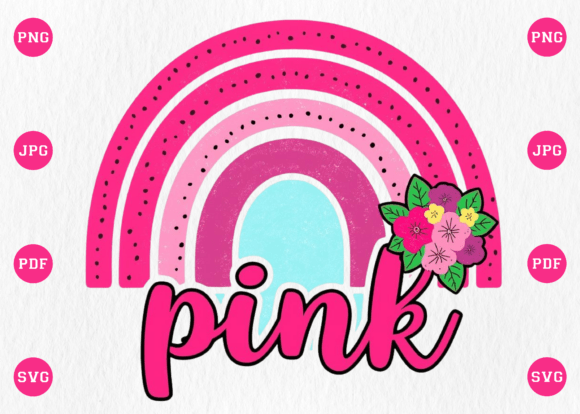 Rainbow Pink Breast Cancer Awareness PNG Graphics