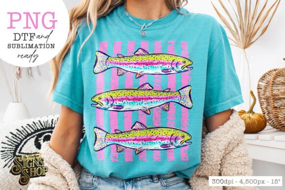 Rainbow Trout PNG: Graphics for T-Shirt Designs
