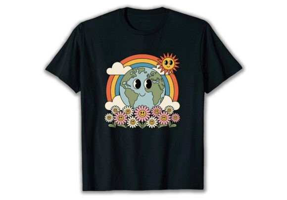 Retro Earth Day Rainbow T Shirt Design Graphics