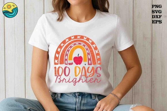 Retro Rainbow 100th Day of School Shirt Graphics