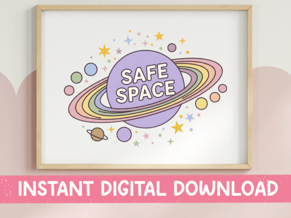 Safe Space SVG PNG Pastel Planet Rainbow Graphics
