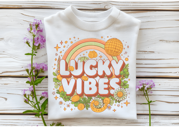 St Patrick's Day Lucky Vibes Rainbow PNG