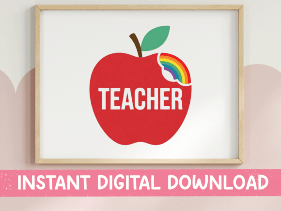 Teacher Apple Rainbow SVG PNG