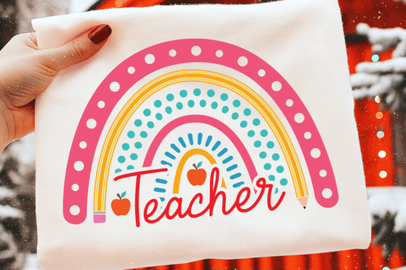 Teacher Rainbow Svg, Retro Teacher Svg
