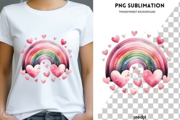 Valentine Rainbow Png Design for T-shirt